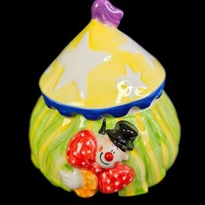 Fitz and Floyd Clowning Around Circus Tent Lidded Trinket Box Surprise Insd READ